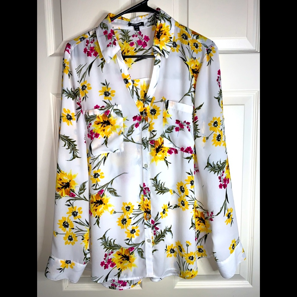 Express Floral Portofino Shirt Size Large